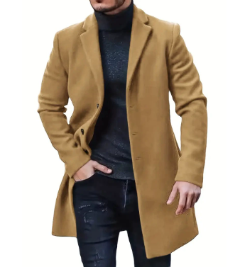🧥 Manteau en laine confortable pour homme – Manteau gris élégant à la coupe classique pour l'hiver ❄️