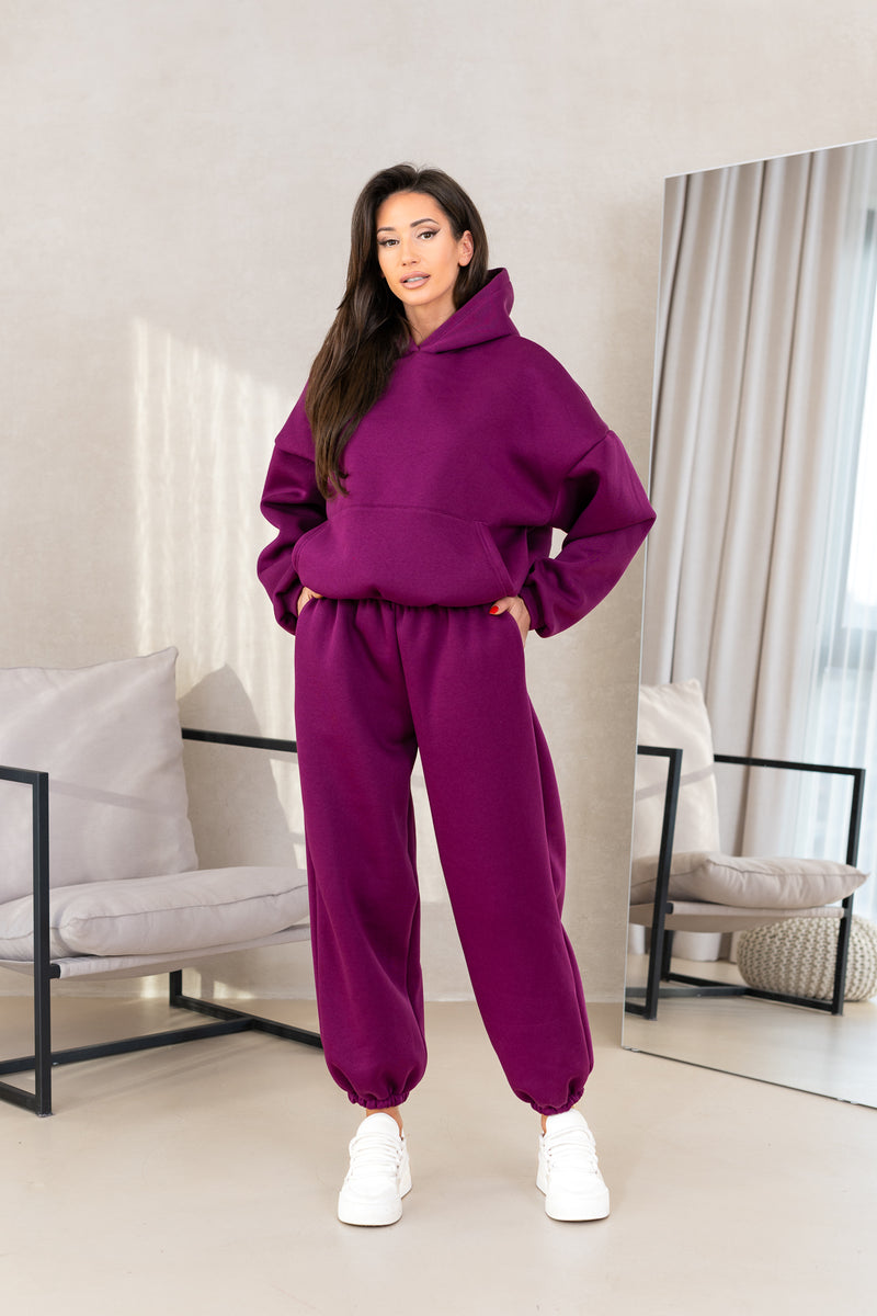 Kapuzen-Sweatshirt-Set in Unifarbe