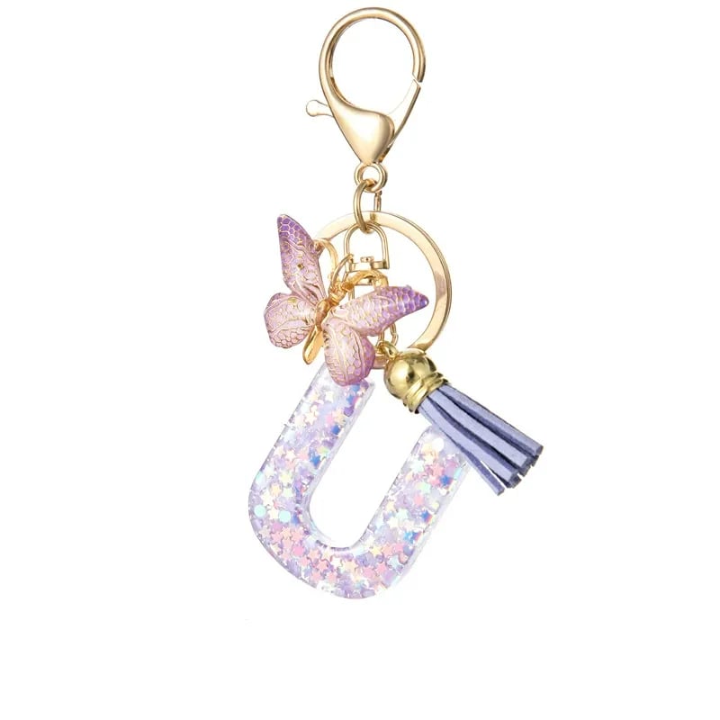 Pendentif lettre papillon Kuschelwohl™ avec pompon – Coloré et personnalisé (Vente de Noël 🎄)