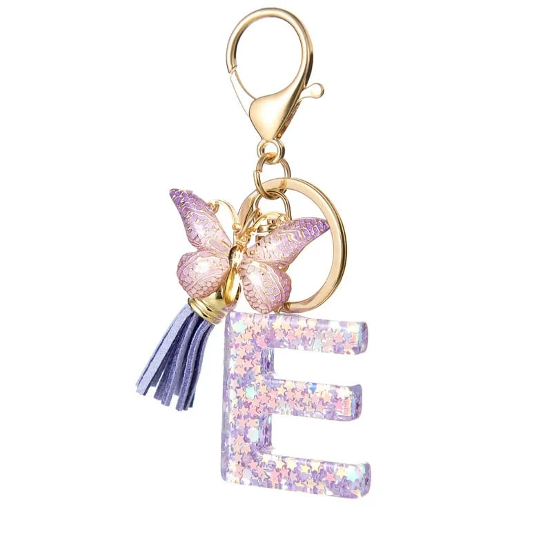 Pendentif lettre papillon Kuschelwohl™ avec pompon – Coloré et personnalisé (Vente de Noël 🎄)