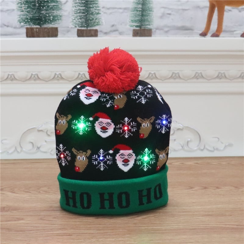 🎁 2025 Frühzeitiger Weihnachtsverkauf – Weihnachts-LED-Licht Strickmütze mit Rentier Design (Let It Snow) ✨