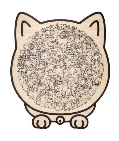 🎁Vente de Noël : 50 % de réduction🎅 Puzzle en bois de 5 pièces aux couleurs de Morandi, en forme de chat 