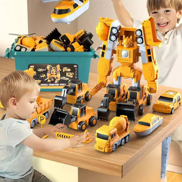 🔥Offre spéciale : 49 % de réduction !🔥 Voiture de chantier magnétique transformable à assembler (jeu de construction) 