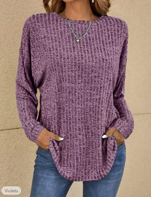 🌸2026 Frühverkauf 50 % Rabatt🔥Lässiges Langarm-Stricktop mit Rundhalsausschnitt