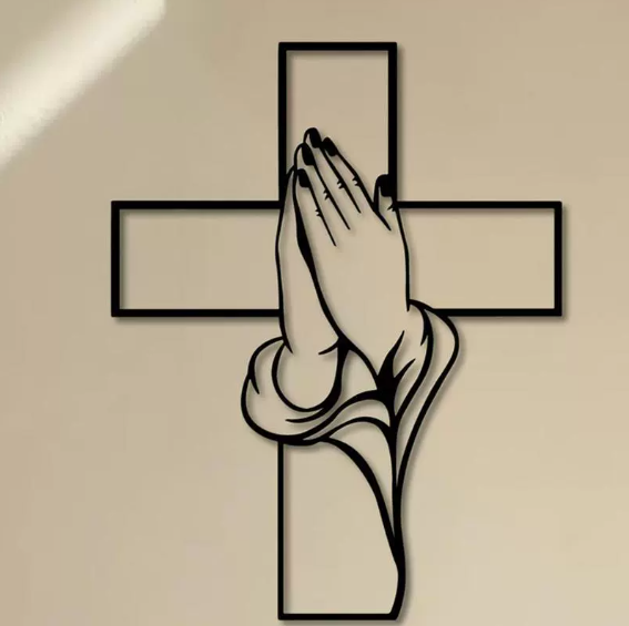 Croix et prière – Décoration murale élégante en métal, robuste et moderne 