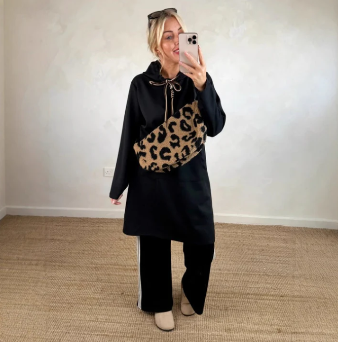 Robe longue oversize pour femme, avec capuche et poches 