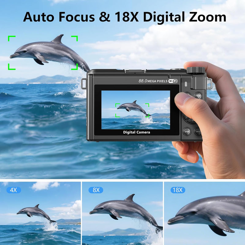 8K-Digitalkamera mit 88 MP und 3-Zoll-180°-Klappbildschirm