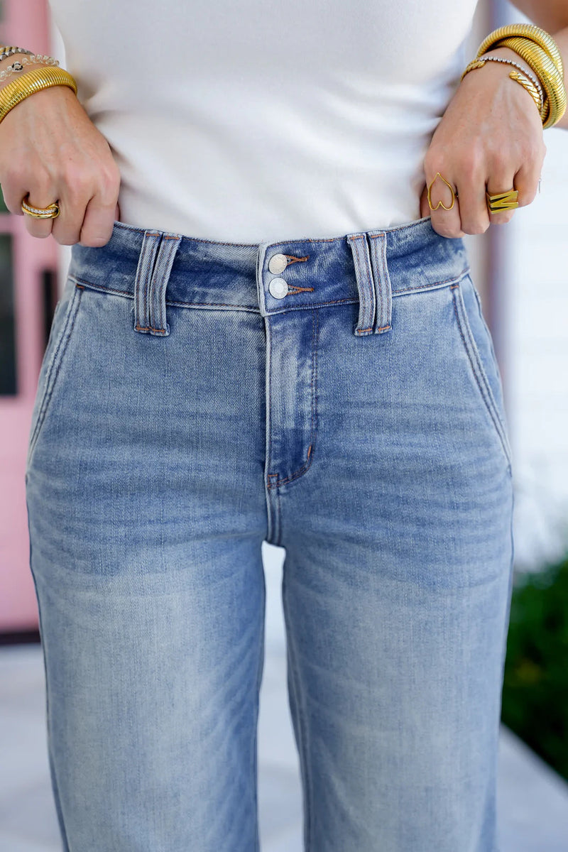 👖Ventes du Black Friday : jusqu’à 49 % de réduction !!⚡Jean taille haute à double boutonnage et jambes larges 