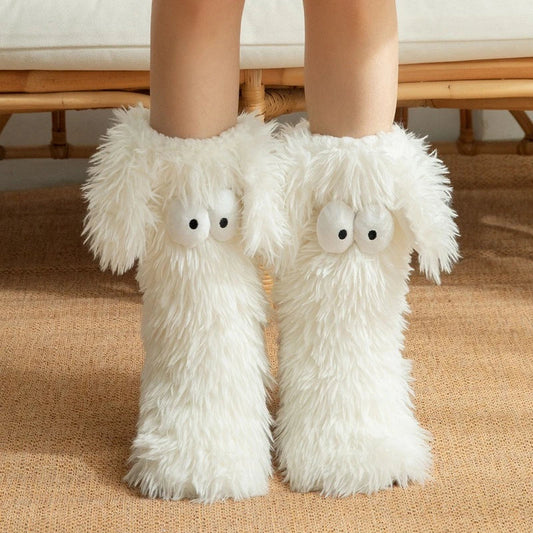 Chaussettes de sol confortables et antidérapantes à motif de chiot tout doux 