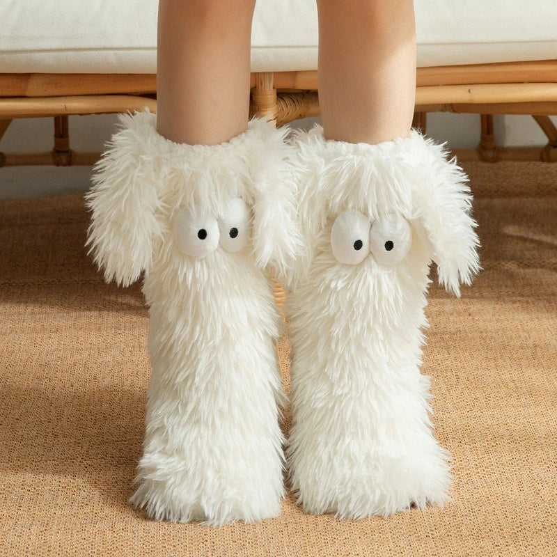 Chaussettes de sol confortables et antidérapantes à motif de chiot tout doux 