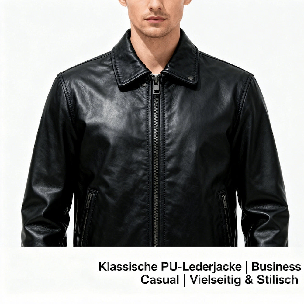 🧥 Kuschelwohl Klassische PU-Lederjacke für Herren mit Reißverschluss – Eleganter Business Casual Look 🔥