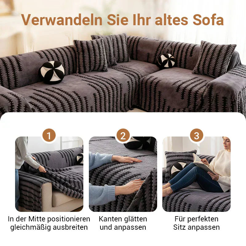 🛋️ 50% RABATT 2026! ✨ Plüsch Sofaüberwurf - Extra Dicke & Rutschfeste Decke mit Elastischen Kanten für Herbst und Winter 🍂❄️