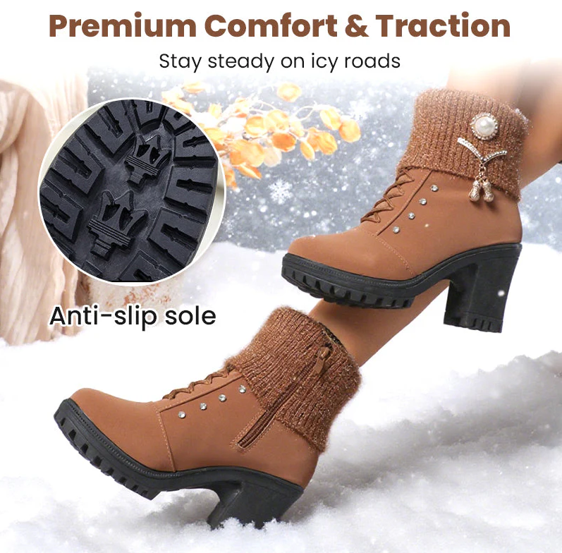 Méga offre du Black Friday ! – 50 % de réduction ! 🔥 Bottines à talons carrés pour femmes, doublées et chaudes