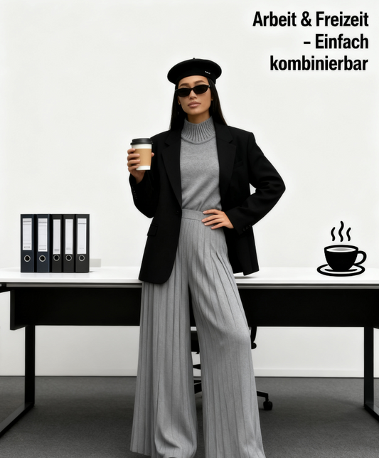 Elegantes Strickset mit hohem Kragen für DamenElegantes Strickset mit hohem Kragen für Damen