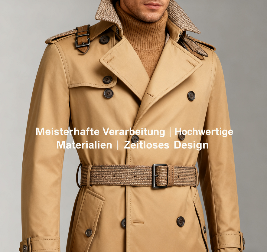 Herren-Wintermantel Klassischer Trenchcoat Herren-Langer Trenchcoat Slim-Fit-Mantel Warmes Mäntel aus Wollmischung Trenchcoat
