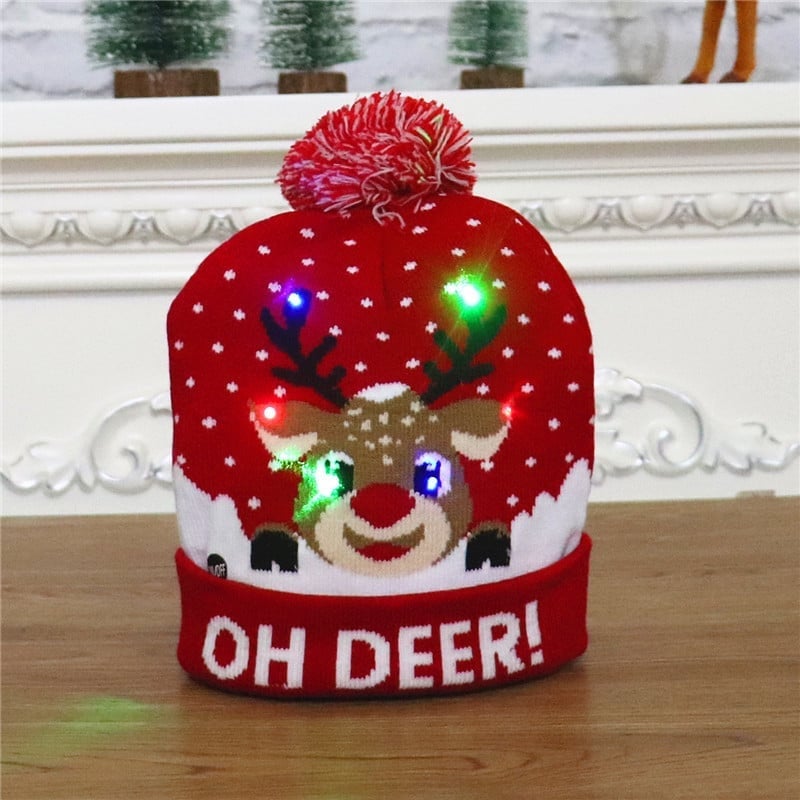 🎁 Vente anticipée de Noël 2025 – Bonnet de Noël lumineux à LED avec motif renne (Let It Snow) ✨