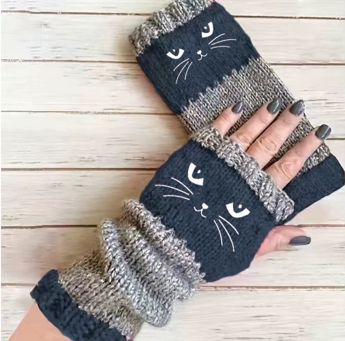 🏆🔥KAUF 2, ERHALTE 1 GRATIS🧤Gestrickte fingerlose Handschuhe für Damen – Weich, warm & perfekt für Smartphone und Alltag🐱