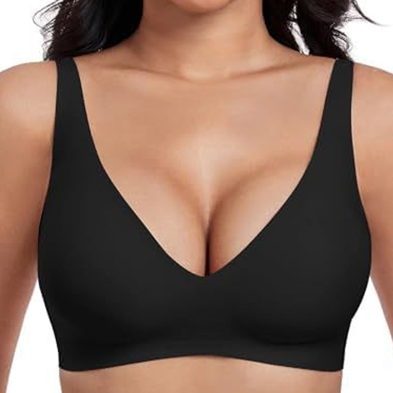 💃LETZTER TAG: 50 % RABATT💕 Bequemer, kabelloser Bralette für Damen – nahtloser, tiefer V-Ausschnitt für jeden Tag