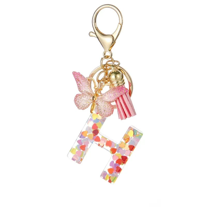 Pendentif lettre papillon Kuschelwohl™ avec pompon – Coloré et personnalisé (Vente de Noël 🎄)