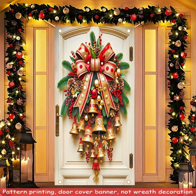 49 % de réduction cette semaine ! 🎉🎉 Décoration de porte avec cloches de Noël dorées et couronne 