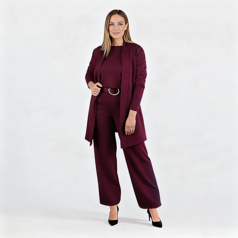 ⏳Winter-Ausverkauf⏰ Stilvolles dreiteiliges Set, bestehend aus langer Strickjacke, Top und Hose 💞