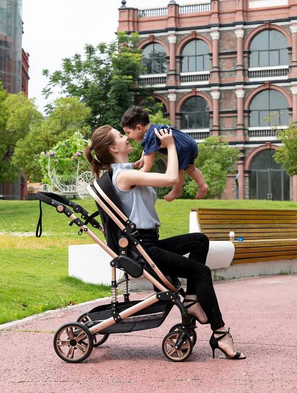 Luxuriöser 3-in-1 Kinderwagen faltbar für Reisen zusammenklappbar