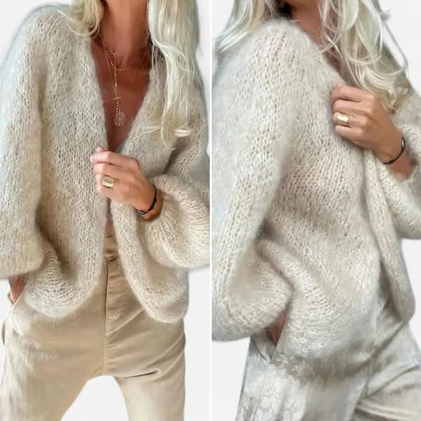 ✨ Künstlerischer Oversize-Cardigan – Flauschstrick mit Ballonärmeln | federleicht & cozy 🧶💫