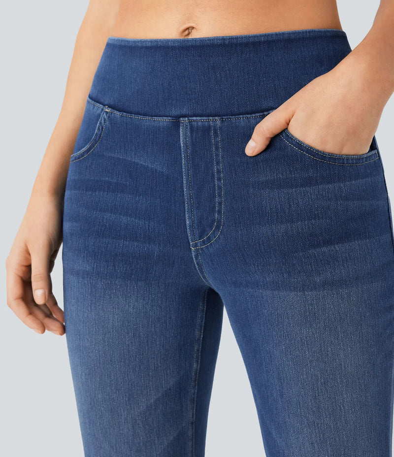Kuschelwohl™ High-Waist Bootcut Jeans im Washed-Look mit Taschen – Großer Weihnachts-Sale (Bis zu -50%)