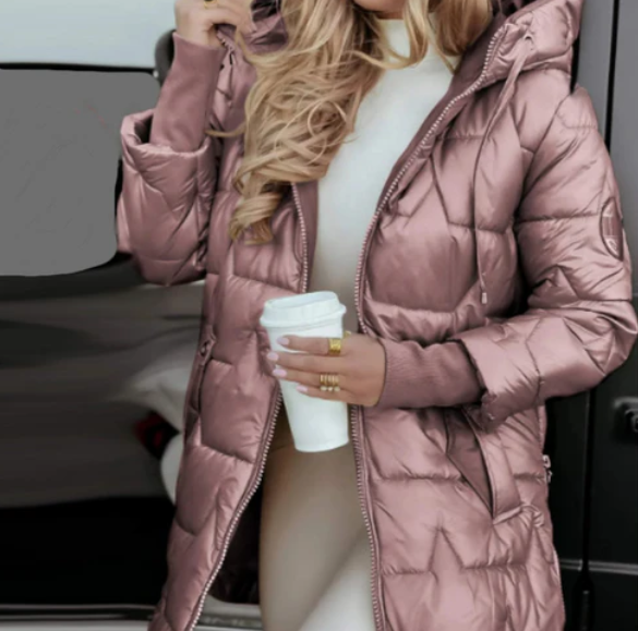 Manteau d'hiver chaud à capuche pour femme, mi-long 
