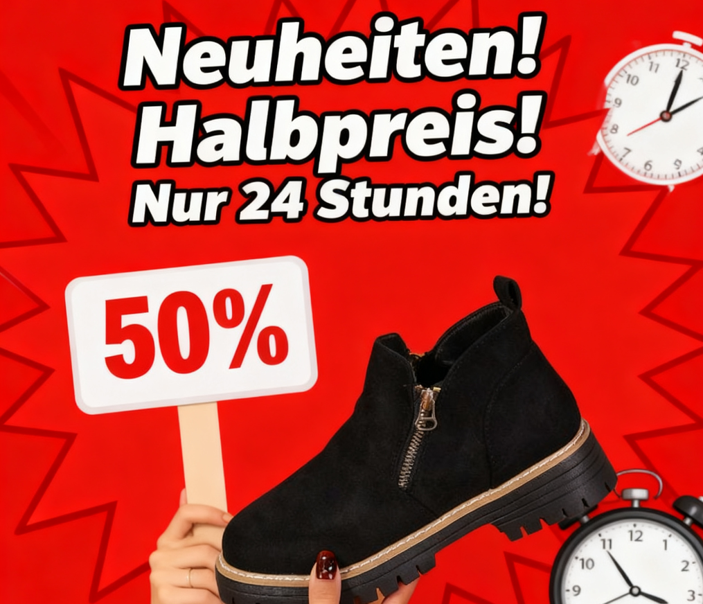 Damenstiefeletten mit runder Spitze und seitlichem Reißverschluss