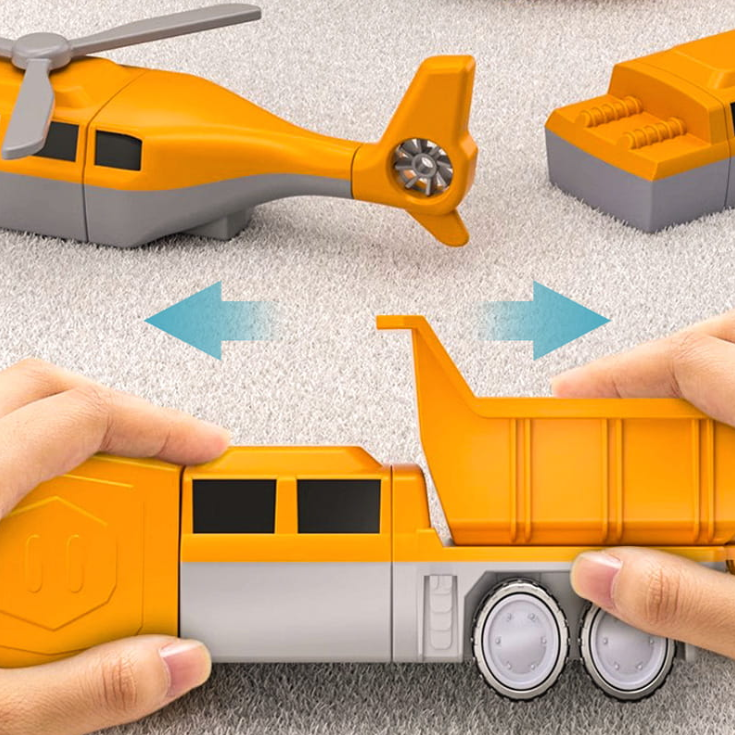 🔥Offre spéciale : 49 % de réduction !🔥 Voiture de chantier magnétique transformable à assembler (jeu de construction) 