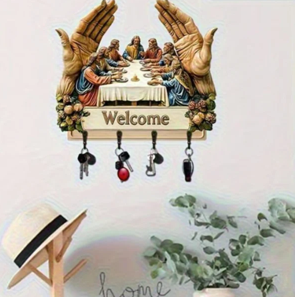 Dekorativer Schlüsselhalter aus Holz zur Wandmontage