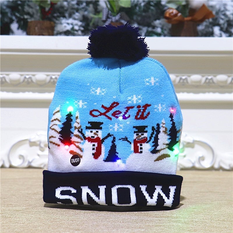 🎁 2025 Frühzeitiger Weihnachtsverkauf – Weihnachts-LED-Licht Strickmütze mit Rentier Design (Let It Snow) ✨