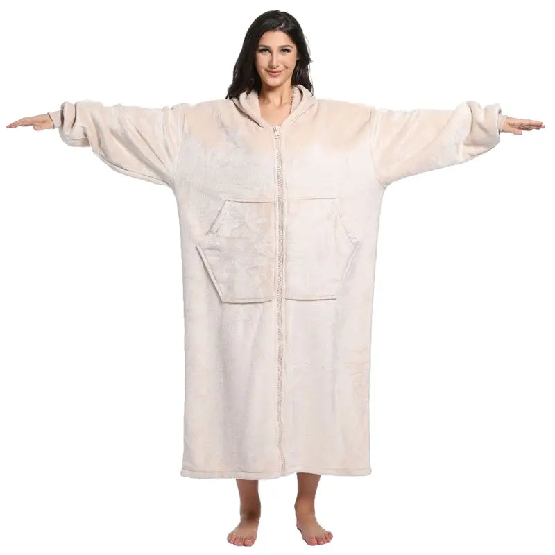 (Neuheiten) Kuschelwohl™ Langer Thermo-Hausmantel mit Reißverschluss & Sherpa-Futter (Unisex) – 🎄 Großer Weihnachts-Sale