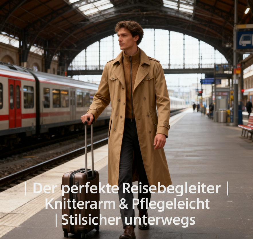 Herren-Wintermantel Klassischer Trenchcoat Herren-Langer Trenchcoat Slim-Fit-Mantel Warmes Mäntel aus Wollmischung Trenchcoat