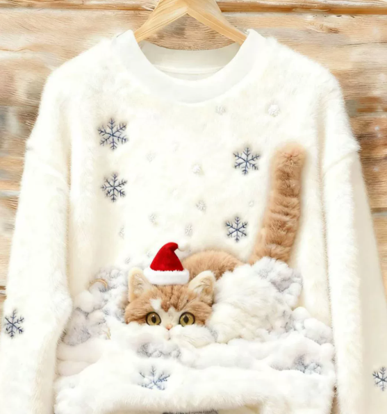 Kuschelwohl™ Flauschiger 3D-Weihnachtspullover – Lebendige Motive & Samtweich (Weihnachts-Sale: Bis zu -40%)