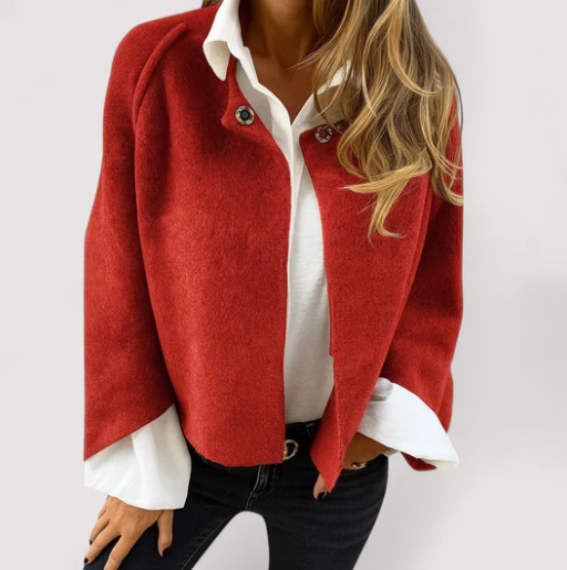 🧥✨ Gilet douillet en maille duveteuse – veste courte à manches larges et boutons élégants