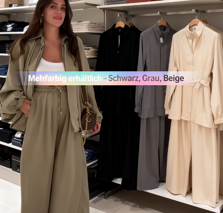 🔥Heißer Verkauf: 50 % RABATT🔥Overshirt/Jacke + Wide-Leg-Hose | weich, fließend & knitterarm