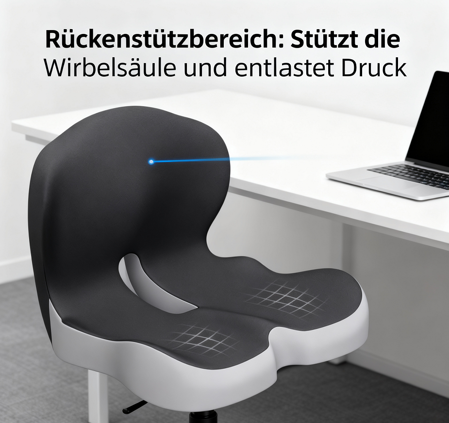 🪑 Kuschelwohl Ergonomischer Bodenstuhl – Sitzkissen mit Rückenlehne, Steißbeinaussparung & rutschfester Basis 🌬️