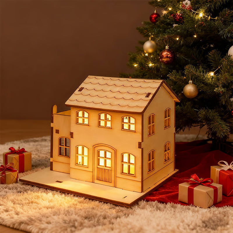 🎅Offres spéciales Noël - Maisons de Noël en bois illuminées, faites maison, pour les loisirs créatifs 