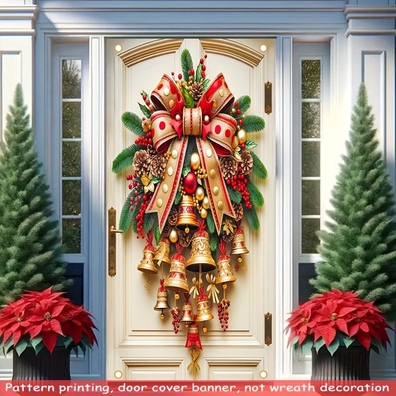 49 % de réduction cette semaine ! 🎉🎉 Décoration de porte avec cloches de Noël dorées et couronne 