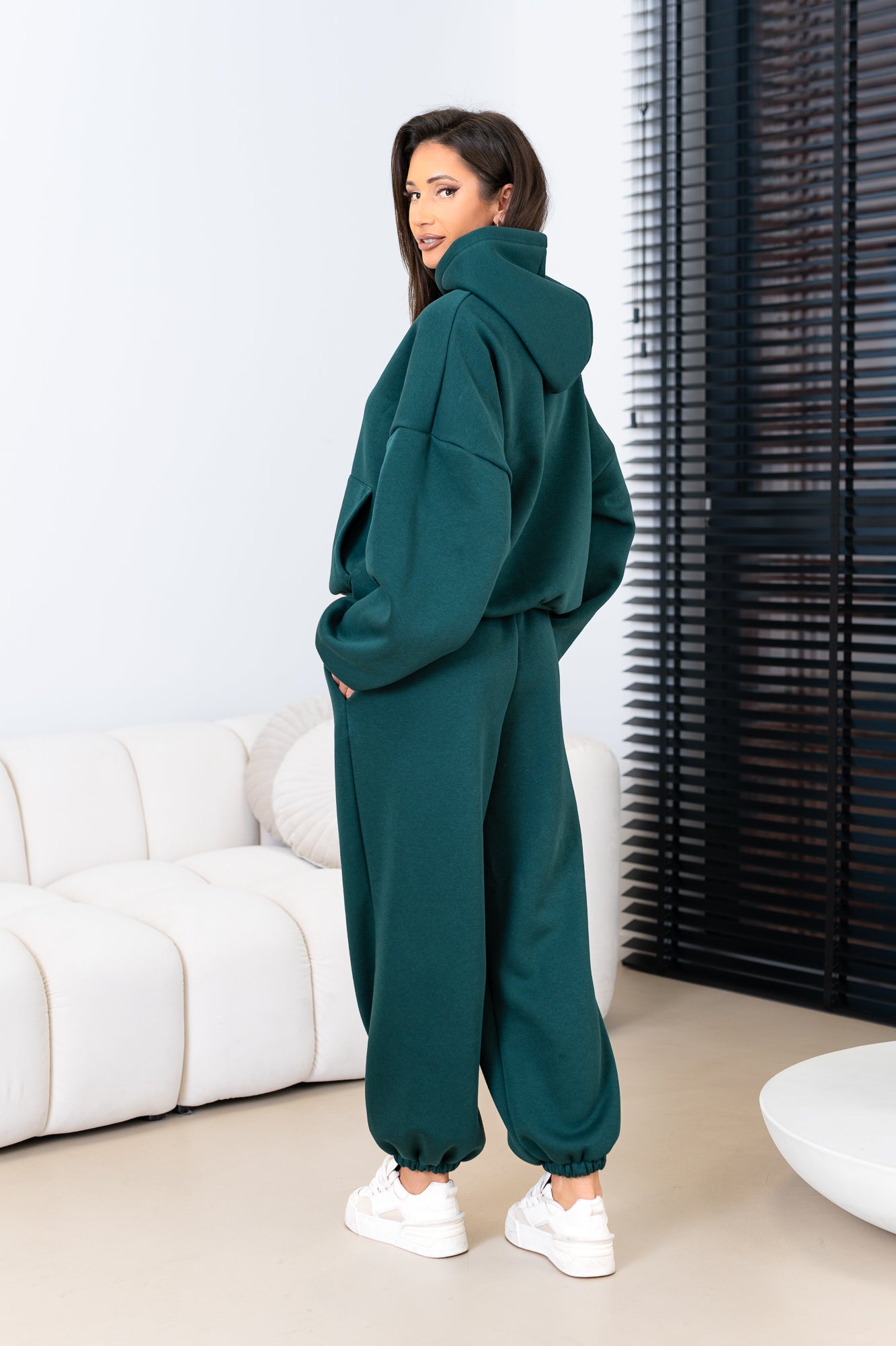 Kapuzen-Sweatshirt-Set in Unifarbe