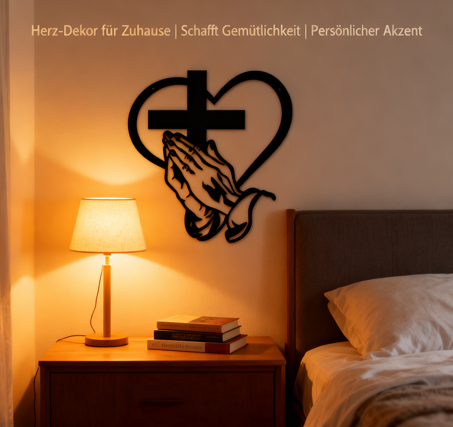 Kreuz & Gebet – Elegantes Wanddekor aus Metall, Stabil und Modern