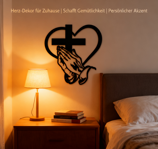 Kreuz & Gebet – Elegantes Wanddekor aus Metall, Stabil und Modern