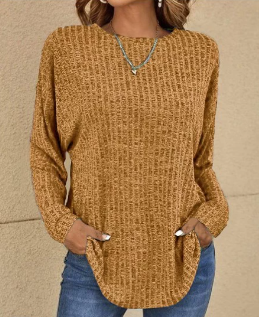 🌸2026 Frühverkauf 50 % Rabatt🔥Lässiges Langarm-Stricktop mit Rundhalsausschnitt