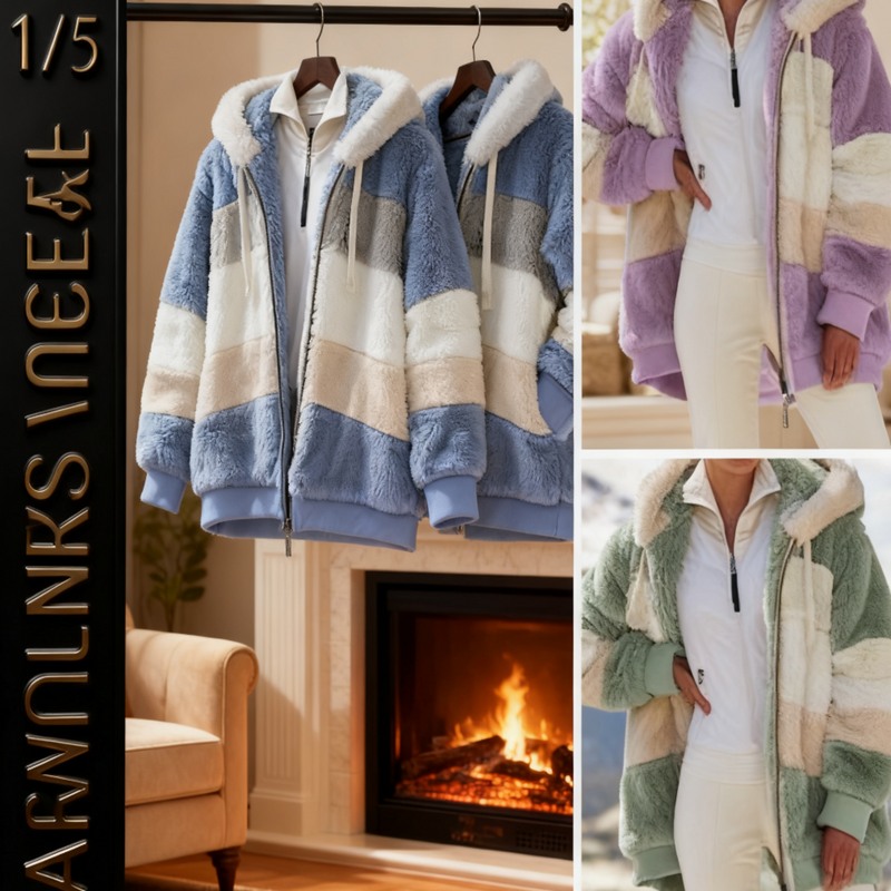 🔥 50 % DE RÉDUCTION – 🐑 MANTEAU MOUILLÉ EN LAINE D'AGNEAU CONTRASTANT 🎁 OFFRE SPÉCIALE 
