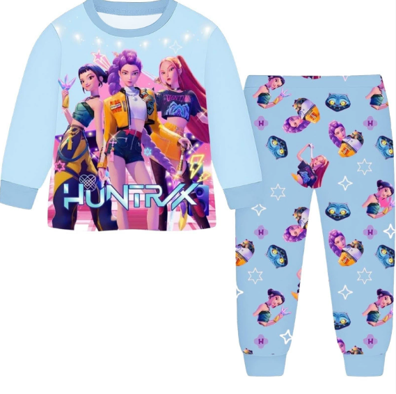 (Neuheiten) Kuschelwohl™ "Shadow Hunter" Pyjama-Set für Mädchen – 🌑 Cooles Design – 🎄 Neue Farben & Weihnachts-Sale