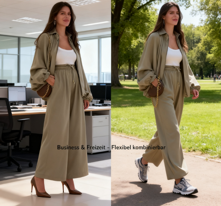 🔥Heißer Verkauf: 50 % RABATT🔥Overshirt/Jacke + Wide-Leg-Hose | weich, fließend & knitterarm