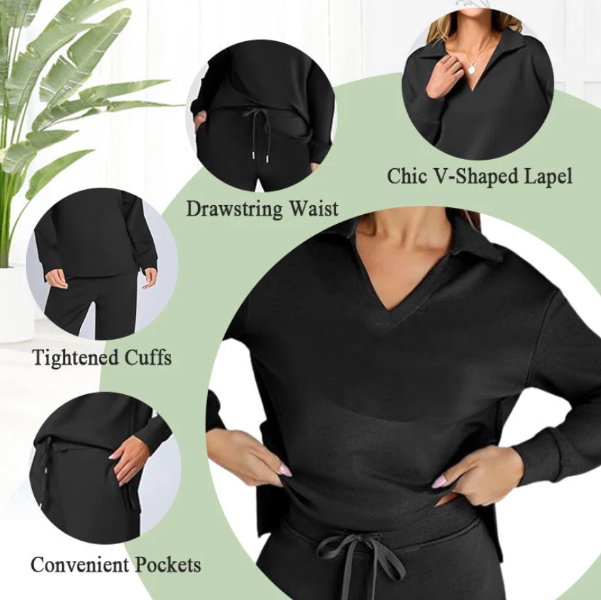 🎁Heißer Verkauf 49 % RABATT⏳ 2-teilige Outfits für Damen, lässige Langarm-Trainingsanzüge