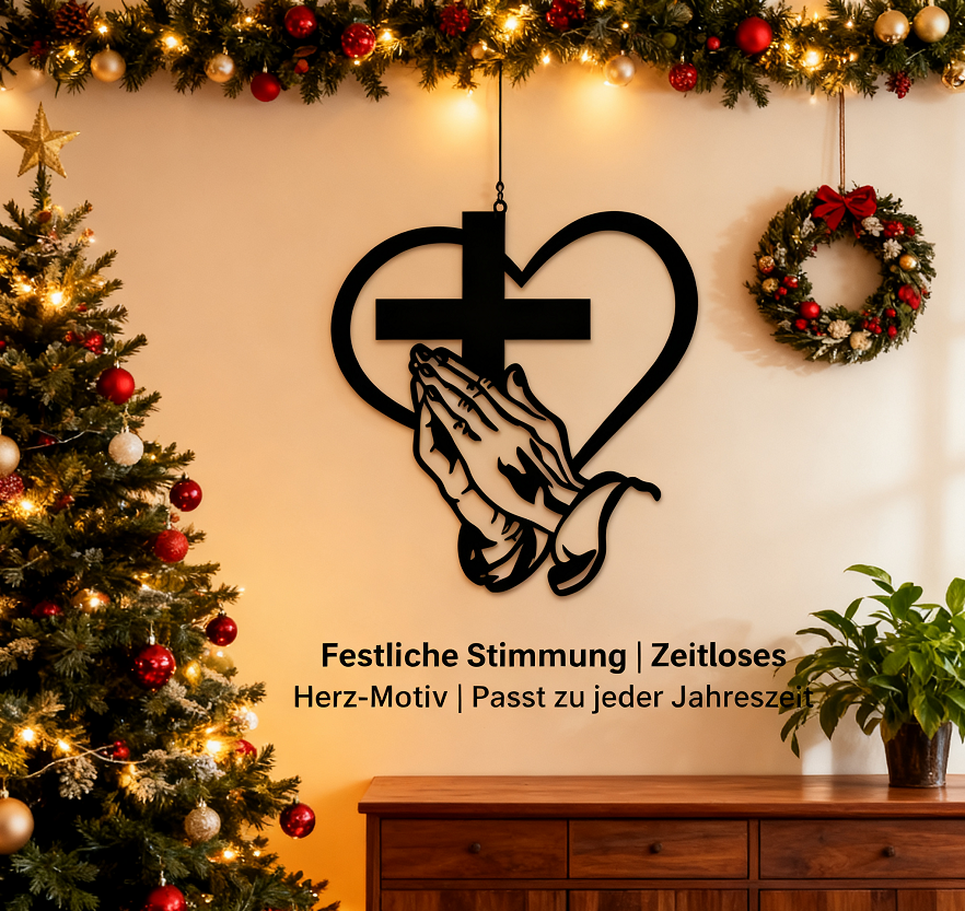 Kreuz & Gebet – Elegantes Wanddekor aus Metall, Stabil und Modern